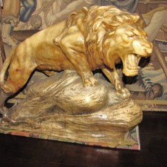 Large Marble Lion Signed L. Riche $3250.00